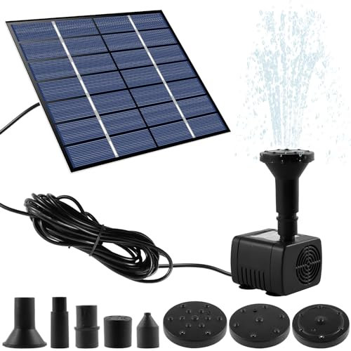 Fontaine solaire 1,4 W avec 8 buses - Kit de panneau de pompe à eau solaire portable - Pompe à eau solaire pour bassin d'oiseaux de jardin, petits étangs, piscines et aquariums