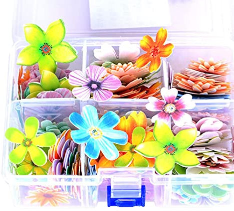 SHITOOMFE Klebstoff essbares Reispapier, 100 Stück Blumenform Kuchen Backdekoration, essbare für Hochzeitsfeier Cupcake Food Dekorationen, essbare Blumenpapier Essbare Blumen für Kuchen