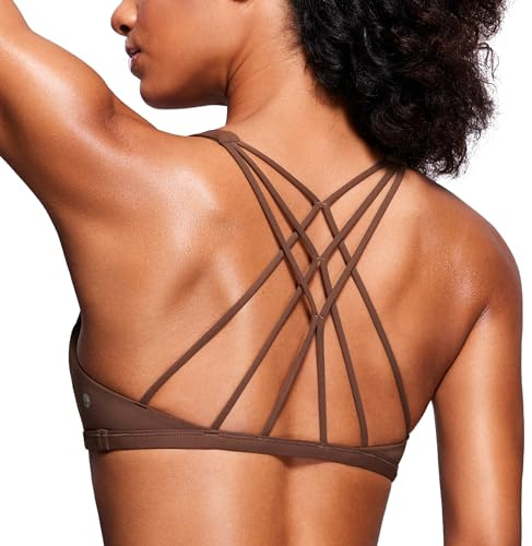 CRZ YOGA Naked Feeling Criss-Cross Sport BH | Leichte Unterstützung, Herausnehmbare Pads, Yoga, Schlankes Design, Rücken mit Trägern, Rundhalsausschnitt, für Damen
