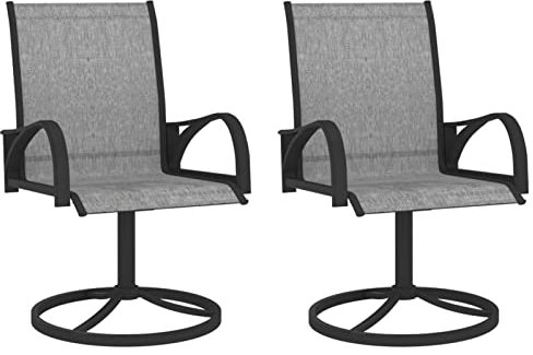 Kavolet 2 STK. Gartenstühle 360° drehbar, Garten-Drehstühle, Balkonstühle, Terrassenstühle Metall, Outdoor-Sessel für Terrasse, Balkon, Bistrot, Textilene and Stahl Grau