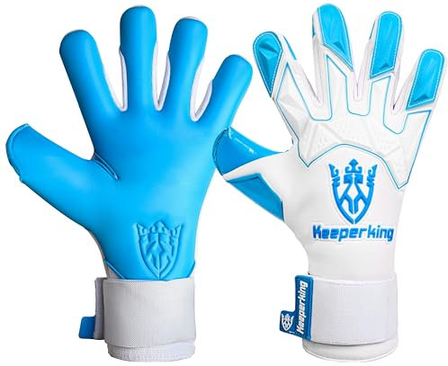 Keeperking Torwarthandschuhe Herren GladiatorKing Negative Cut Professional mit Profi Extreme Grip 4 mm (9, G-Weiß-Aqua)