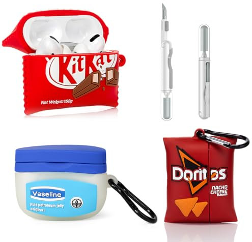 (3Packung+Reiniger Stift) XMBYGY Hülle für AirPods Pro 2nd/1st Erzeugung Drahtlose Ohrhörer mit Reinigung Pen Kit, Cute Cartoon Haut Design Silikon Ladetasche Schutzhüllen für AirPods Pro 1/2