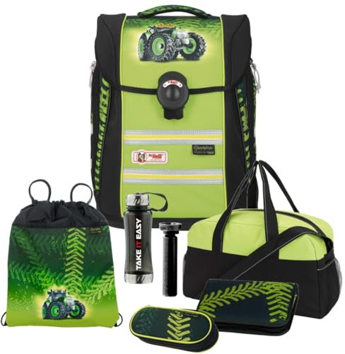 Traktor Greentrac ERGO Primero McLight Schulranzen-Set (McNeill Set 6 tlg. mit Sporttasche, grün)