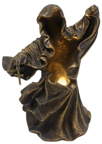 Zuasdvnk Statuetta a forma di Fantasma Senza Volto Illuminato per Halloween Decorazioni, Oggetti Strani, Decorazione per Ingresso, Soggiorno, Camera da Letto