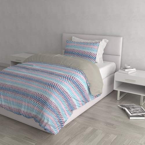 Bettwäsche-Set Fantasy, hergestellt in Italien, Bettbezug 200 x 200 cm, mit Überschlag und Kissenbezügen, für französisches Bett, Frequenzen
