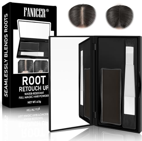 Ansatzpuder Root Cover Up, Haaransatz Puder, Haarpuder Haar Concealer, Haar Concealer zur Haarverdichtung für Frauen und Männer, Hochentwickeltes Puder schnell und einfach, 6.5g (Tiefbraun)