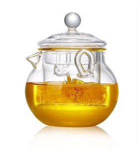 Hermosamente Tetera transparente para el hogar, tetera pequeña creativa, recipiente para té de vidrio, recipiente para hacer té con tapa, tetera de 280ml/9,9 oz práctico