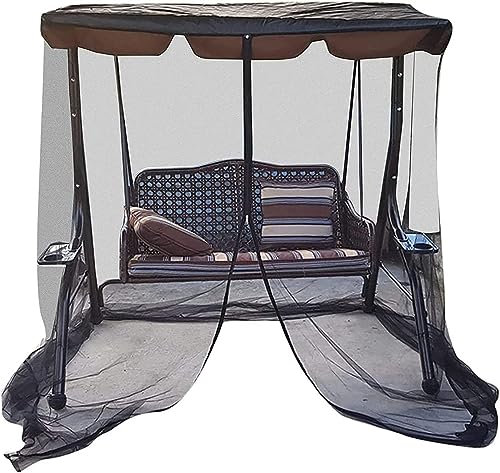 Moustiquaire d'extérieur pour balancelle avec ouverture zippée et dessus imperméable, moustiquaire en maille polyester pour balancelle de jardin 2 ou 3 places