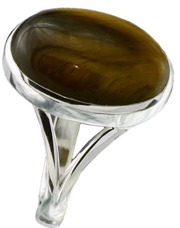 I-be, Tigerauge Edelstein Ring oval, 925 Silber, im Geschenketui, 107112/13x18 (60)