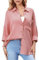 Stamain Chemise Coton Femme Manches Longues Oversize Chemisier Femme Chic et Élégant Grande Taille Ete Chemise Double Gaze Coupe Ample avec Poche Col Boutonné de Plage Rose M