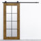 SEART Holzschiebetür in Eiche Mirror (Öl braun), Tür mit Spiegel, Sprossen 100x210 cm