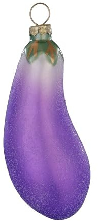 Christbaumschmuck Glas 7,5cm - Aubergine Figur zum Aufhängen - handbemalt - Weihnachtsbaum Anhänger für Weihnachten - Christbaumanhänger & Weihnachtsbaumschmuck - Essen Frucht Lila