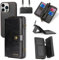 Yidai-Silu Lederhülle für iPhone 16 Pro Wallet Case 【3 in 1 Abnehmbar Geldbeutel, Mutil-Funktion】 Magnet Hülle PU Leder Etui Flip Cover Brieftasche Geldbörse für iPhone 16 Pro - Schwarz