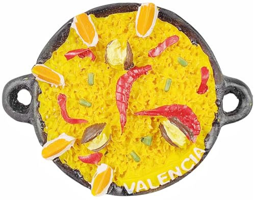Imán para nevera 3D Paella Valencia España, recuerdo turístico, imán decorativo para nevera, colección artesanal