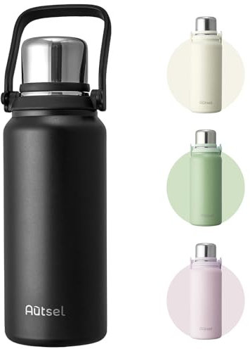 Autsel 1.5 litros Botella Térmica con Doble Aislamiento, 1500ml Botella Agua Acero Inoxidable sin BPA, para 12 Horas de Bebida Caliente y 24 Horas de Bebida Fría