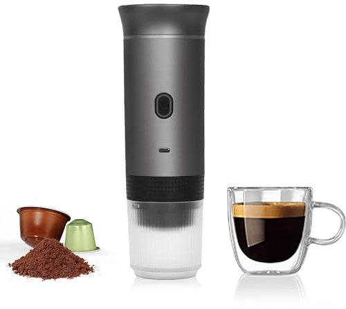 LumoShine - Portable Espresso Coffee Machine, Mini Self Warming Coffee Maker, Compatible with Ground Coffee, NS and DG, Capsule, for Camping Hiking RV Outdoor Travel, Color