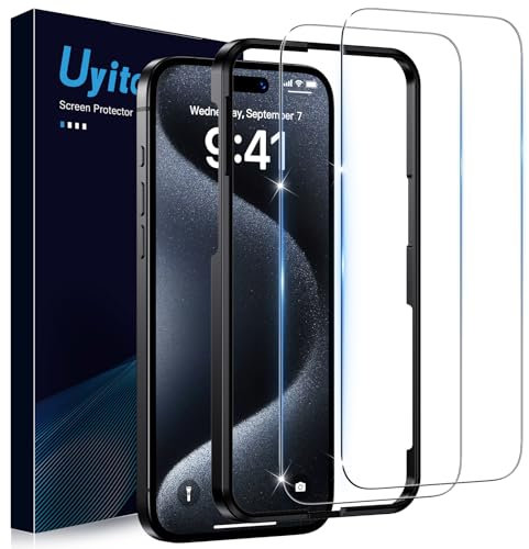 Uyiton für iPhone 15 Pro für Panzerglas - 2 Stück 9H Härte Panzer Schutz Glas Schutzfolie,Vollständige Abdeckung Folie Displayschutz Anti-Kratz Schutzglas für iPhone 15 Pro