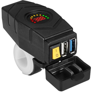 Laroal C1FB 20-80V E Bike Handlebar USB Charger 24V 36V 48V 60V QC3.0 Fast Charging Adapter with Blue Light Waterproof Compatibility for Electric Bicycle Scooter