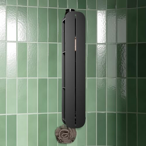 Duschablage schwarz metall 80x15cm | badezimmermöbel schmal | badezimmer regal wand metall | shampoo halterung für dusche | hängeregal bad | bathroom storage & organisation | bad ablage vertikale