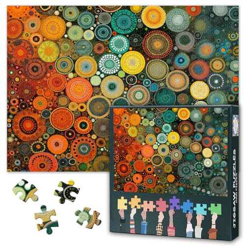 Abstract 1000 Piece Puzzle for Adults Circle with Overlapping Colors Collage Puzzles for Adults 1000 Pieces Complexity Jigsaw Puzzles 1000 Pieces Family Challenging Puzzle
