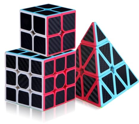 Set di dadi magici, 2 x 2 + 3 x 3 + piramide, 3 in 1, diverse possibilità di gioco, professionale, levigante, forte e durevole, squisita scatola di imballaggio, adatto per regali per bambini (fibra di