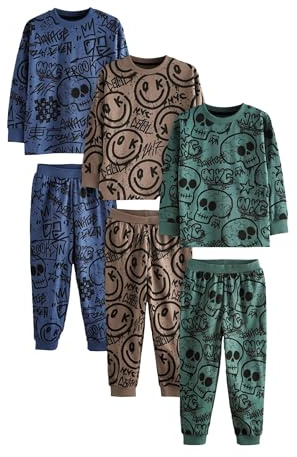 NEXT Jungen 3er-Pack Schlafanzüge mit Langen Ärmeln 98-176