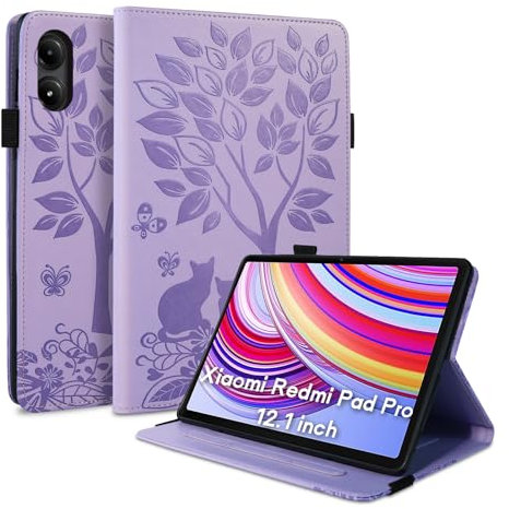 LSPCASA Custodia per Xiaomi Redmi Pad Pro 12.1Pollici PU Leather Cover Con Slot Per Carte Folio Stand Protettiva Case Tablet Cover per Xiaomi Redmi Pad Pro-Viola