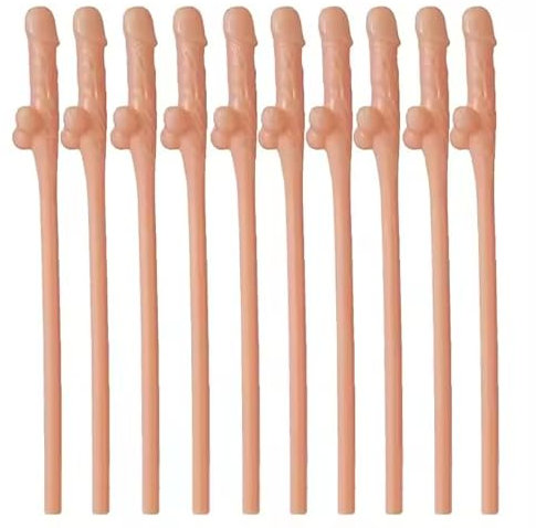 CUPIDO TOYS 10 Cannucce Pisello Riutilizzabili per Bevande alla festa di addio al nubilato, sexy party gadget per addio al nubilato giochi hot amiche sposa