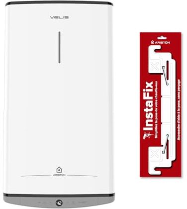 Ariston Velis Evo Dune 65L – Chauffe-Eau Extra Plat Multiposition – 15% d'Économie d'Énergie – Chauffe Rapide – INCLUS : Accessoire de Pose InstaFix