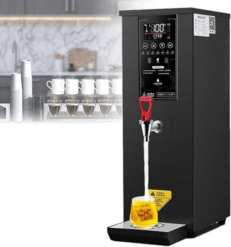 Dispensador de agua caliente comercial, calentador eléctrico de agua, máquina de agua caliente de acero inoxidable, control de temperatura de calentamiento por pasos de 104-212 °F,Black