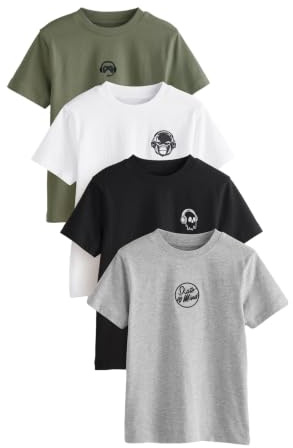 NEXT Jungen T-Shirts mit Sign Off-Stickerei im 4er-Pack 98-176