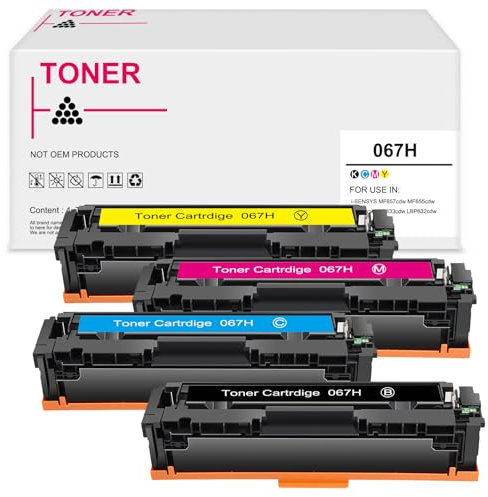 067H Toner Kompatible für Canon 067 067H für i-SENSYS MF657cdw MF651cw für Canon i-Sensys MF655cdw LBP633cdw LBP631cw LBP632cdw (Schwarz Cyan Gelb Magenta)