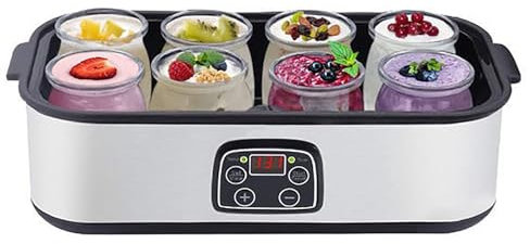 MObyat Yogurtiera Intelligente, 1400 ml, a Temperatura costante, con Display LCD, 8 Ripiani in Vetro, Controllo Temperatura e Tempo Regolabili, per aceto di Frutta, Yogurt e Vino di Riso