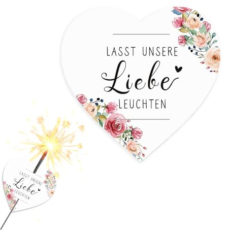 ZHERIKAH 100 Stücke Wunderkerzen Etiketten, Panneau de Fête, Gastgeschenke Hochzeit mit Lasst Unsere Liebe Leuchten Motiv für Parteien Graduierung Geburtstag und Verlobung