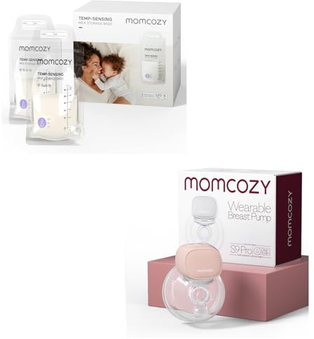 Momcozy S9 Pro Tire Lait Electrique Actualisé & Momcozy Sachets de Congélation Lait Maternel 180mL