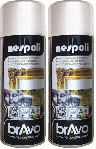NESPOLI Aérosol peinture professionnelle effet chromé argenté 400 ml (Lot de 2)
