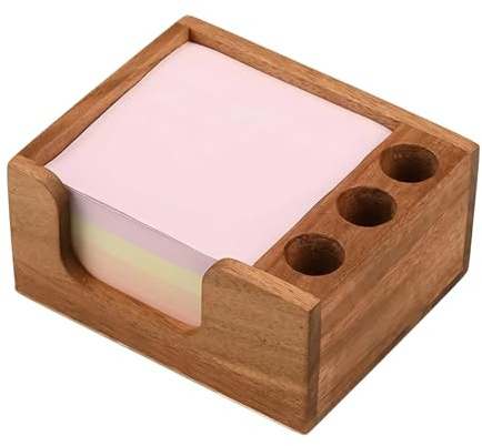 Haftnotizhalter – Haftnotiz-Organizer aus Holz mit 3 Stiftlöchern, Spender, 9,9 x 9,9 x 5,9 cm. Büro-Desktop-Zubehör, selbstklebender Memo-Organizer, Schreibtisch-Zubehör für das Schulbüro.