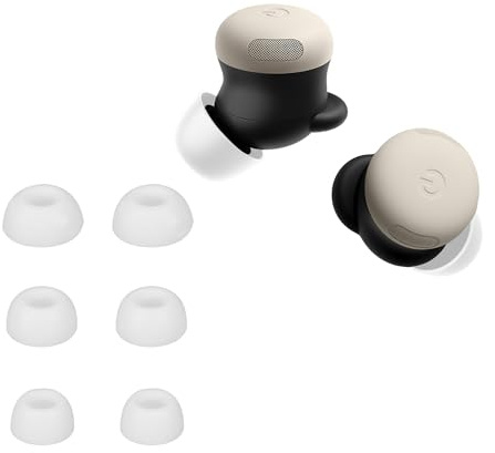 kwmobile 6X Silikonaufsätze für Google Pixel Buds Pro 2 - Ersatz Ohrstöpsel in 3 Größen - Ear Tips für In-Ear Kopfhörer - Zubehör Ersatzpolster in Weiß