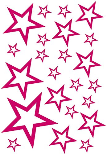 Samunshi® Sterne Aufkleber Set Outline 14x2,5cm6x5cm2x7,5cm1x10cm pink