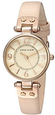 Anne Klein Women's Leather Strap Watch Pink