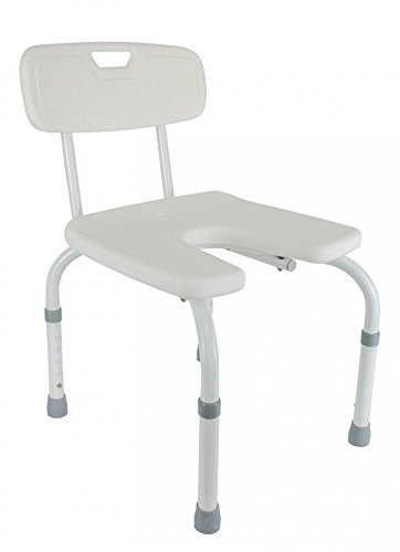 Silla de baño con asiento en U, Regulable, Blanca, Samba