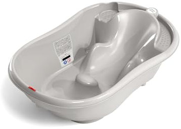 OKBABY Onda Evolution - Bañera Antideslizante para Bebé (3 en 1), Gris Claro