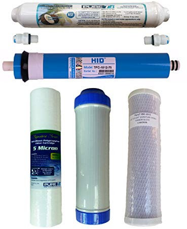 Pureteck Untertisch-Wasser-Filtrationsfilter-Set mit 75 GPD RO Membran für 5-Stufen-System