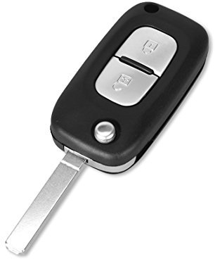 Schlüssel für Renault Clio Kangoo Master Modus Trafic Twingo Wind | 2 Tasten | Modell mit Batterie Schlitz | Fernbedienung Autoschlüssel