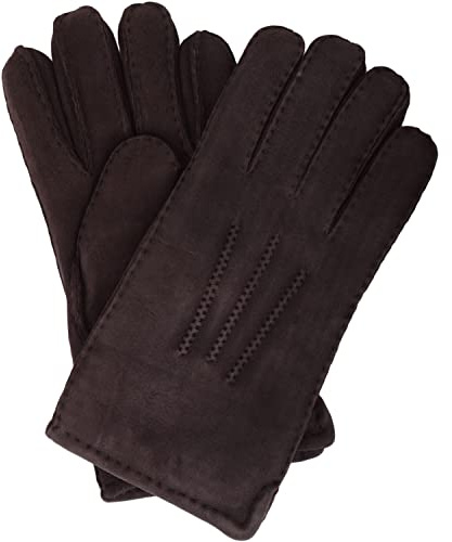 SNUGRUGS Men's Chester, Sheepskin Gloves, Brown, Medium 9