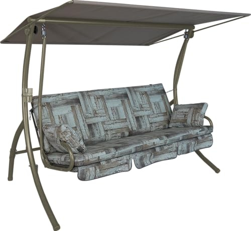 ANGERER Hollywoodschaukel Dream grau-braun Gemustert | Gartenschaukel Made in Germany, Schaukel zum Sitzen, Liegen und Entspannen, inklusive Bett-Funktion, einfache Montage