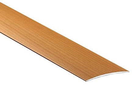 80mm Wide Self-Adhesive Aluminium Wood Effect Transition Strip Carpet Cover Door Floor Threshold TMW Profiles (Beech)