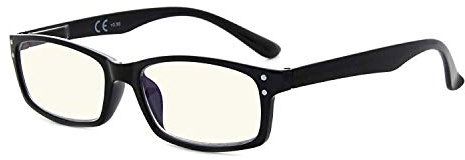 Eyekepper Spring Hinges with UV Protection, Anti Blue Rays, Anti Glare and Scratch Resistant Lens Amber Tinted Lenses Computer Reading Glasses Black +0.75