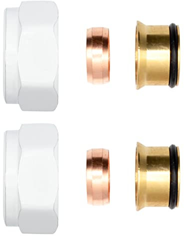 2 x Klemmringverschraubung Messing Weiß 3/4 für Kupferrohre Eurokonus 15mm