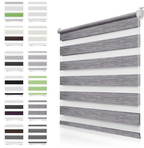 Doppelrollo Klemmfix ohne Bohren Marmor-Grau 40x150cm Rollos für Fenster ohne Bohren mit Kindersicherung Fenster Rollos für innen Lichtdurchlässig & Verdunkelnd, Stoffbreite 35cm